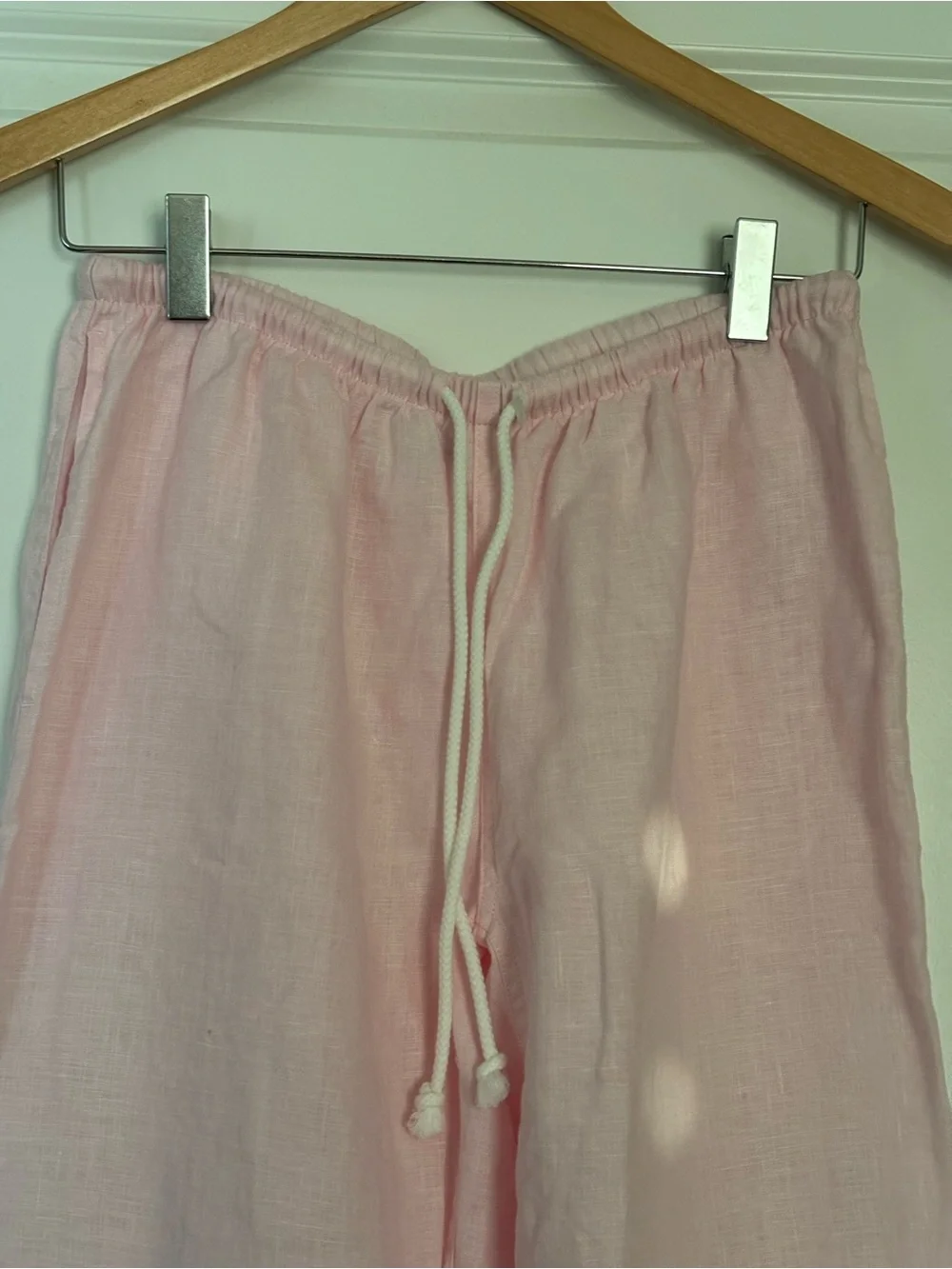 Aritzia Light Pink Linen Drawstring Pants